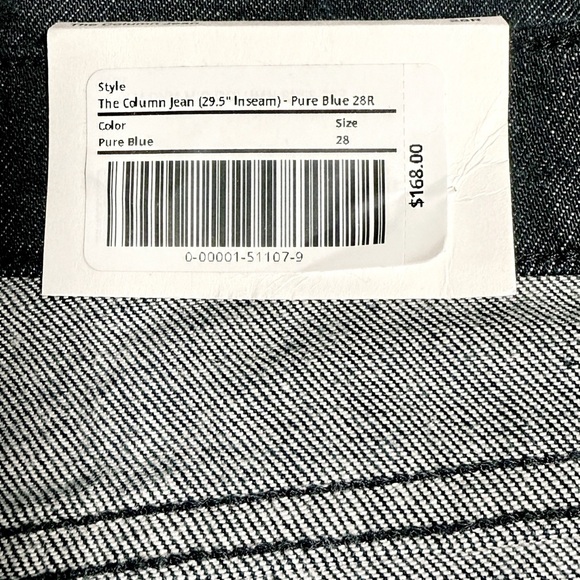 NWT! EVERLANE Column Jean in Pure Blue w a Wide Straight Leg, size 28 - Picture 8 of 10